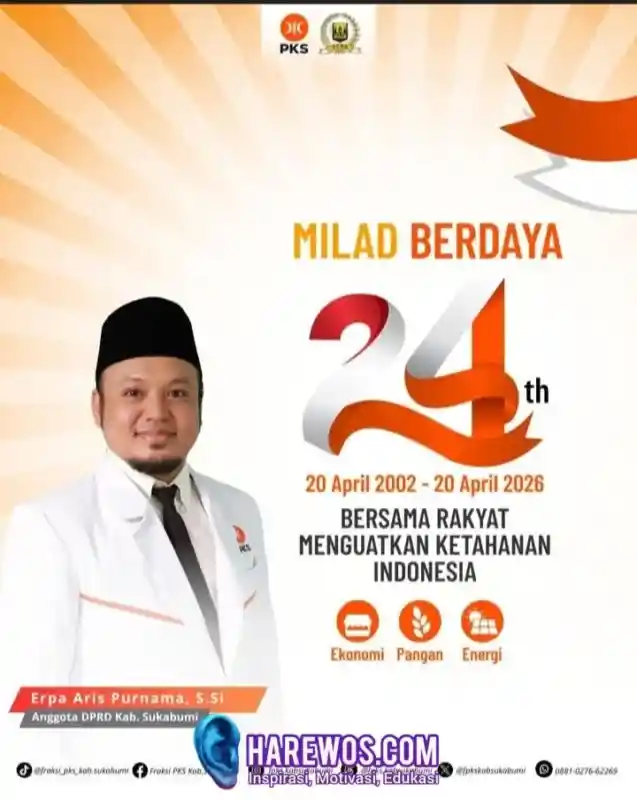 Erpa Aris Purnama Sampaikan Ucapan Milad ke-24 PKS Terus bersama Rakyat dalam Menguatkan Ketahanan Indonesia